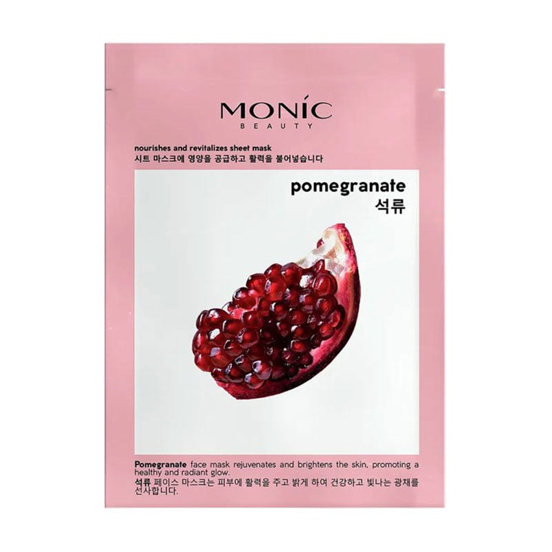 Живильна та відновлювальна тканинна маска для обличчя Monic Beauty Pomegranate Sheet Mask з екстрактом граната, 25 мл